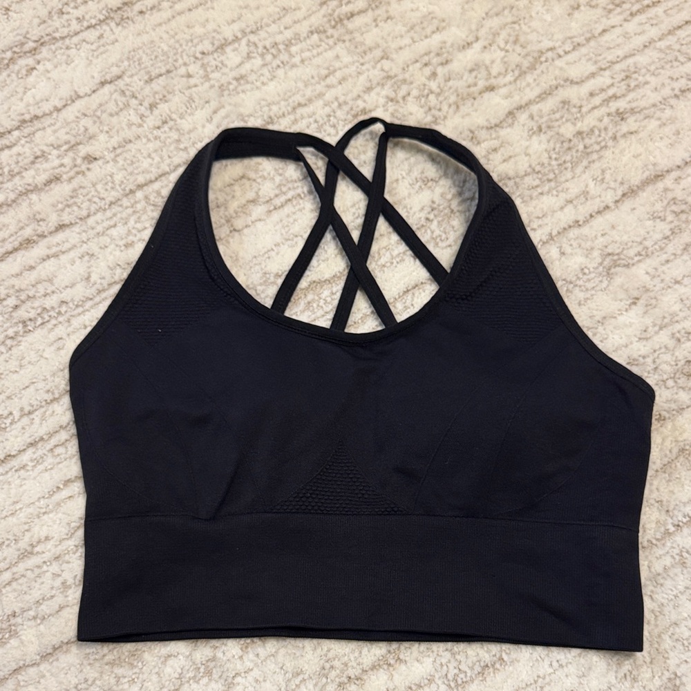 Zella Midnight Black Strappy Sports Bra
